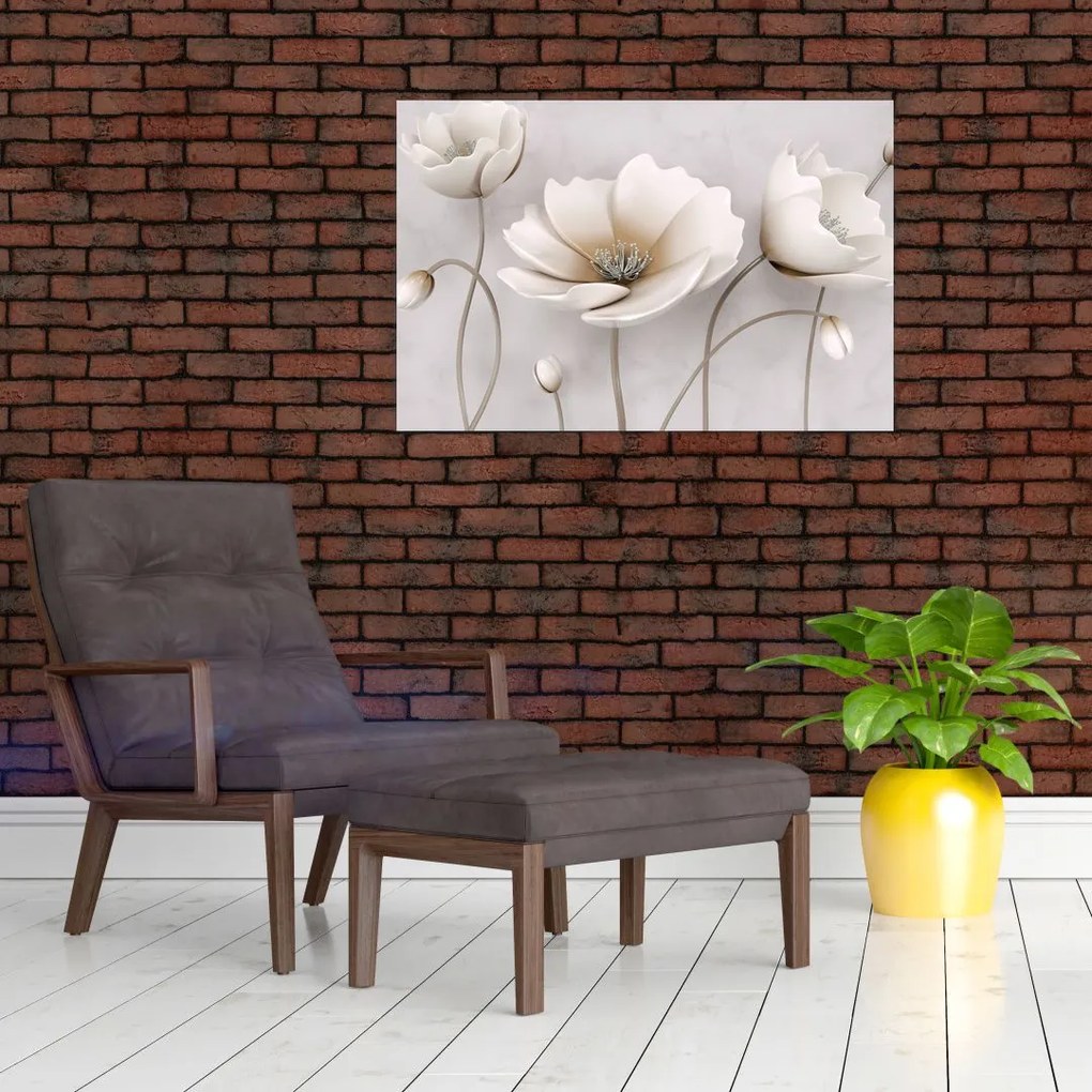 Tablou cu florile albe (90x60 cm)