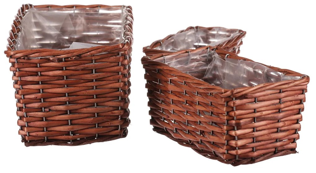Set de ghiveci din răchită, 3 bucăți, 3 dimensiuni
