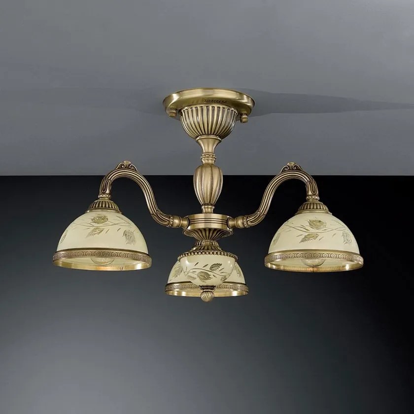 Lustra aplicata din alama cu sticla decorata design italian III 6208