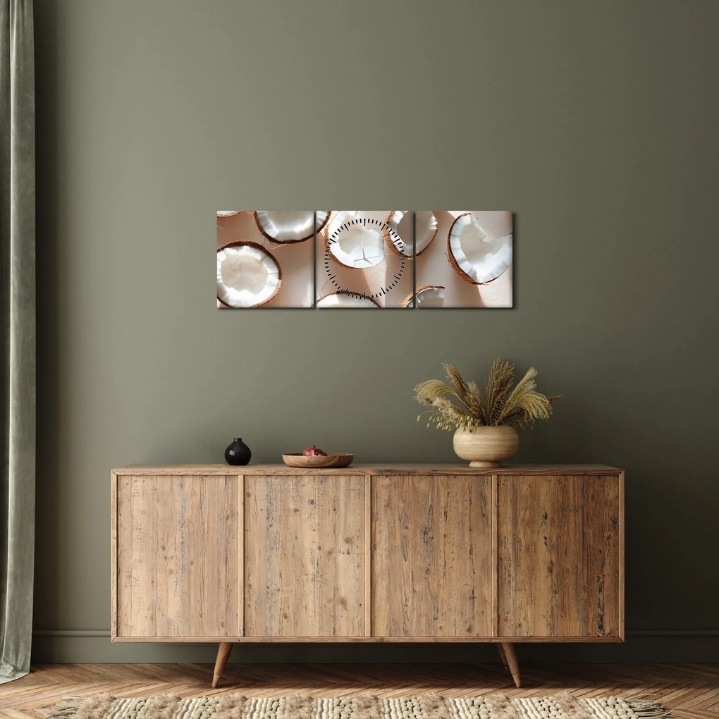Tablou - Nuci de cocos (cu ceas) (90x30 cm)