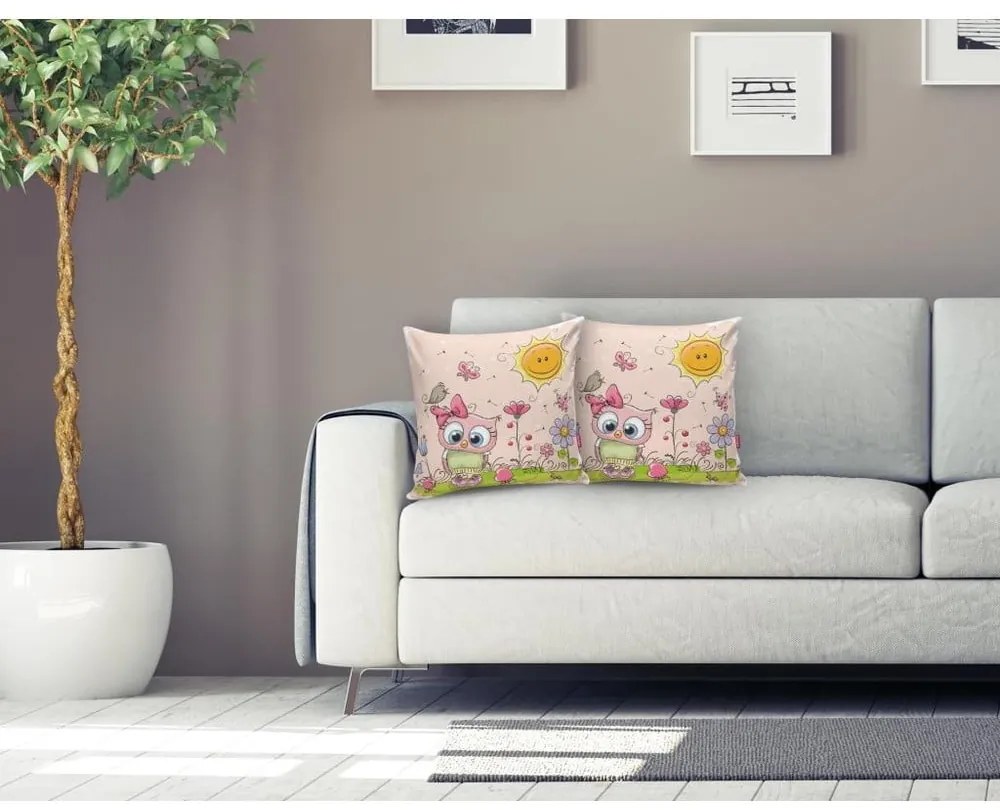 Față de pernă pentru copii 43x43 cm Pink Owl – Mila Home
