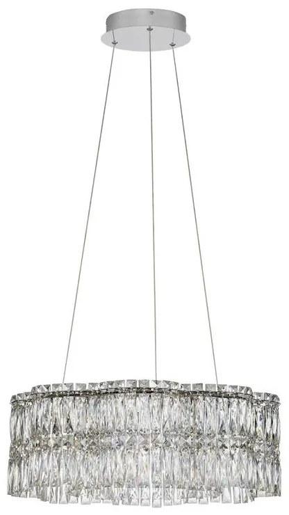 Lustra suspendata LED crom, cristale sticla NUVIA 60cm