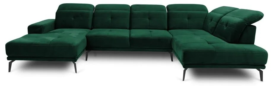 Colțar verde cu tapițerie din catifea (cu colț pe partea dreaptă/în formă de "U") Bretan – ELTAP