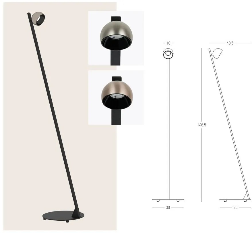 Lampadar cu spot LED BRUSHED CHAMPAGNE GOLD ZB-25344
