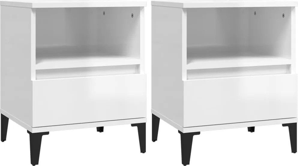 vidaXL Noptiere, 2 buc., alb extralucios, 40x35x50 cm