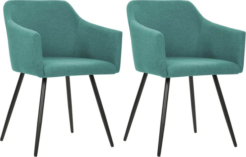 vidaXL Scaune de bucătărie, 2 buc., verde, material textil