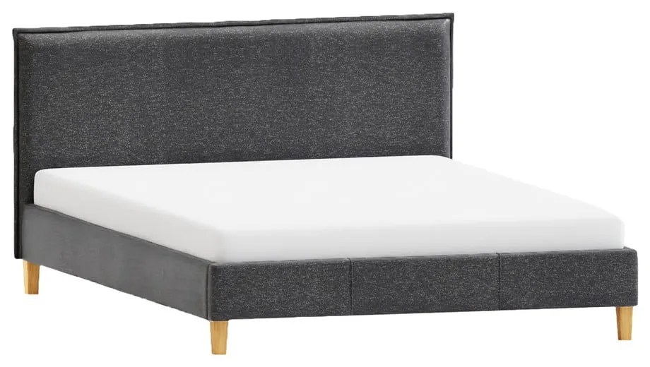Pat matrimonial gri închis tapițat cu somieră 180x200 cm Tina – Ropez