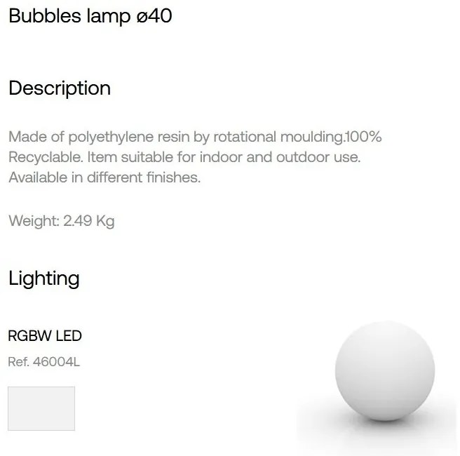 Corp de iluminat RGBW LED decorativ exterior Bubbles diametru 40cm