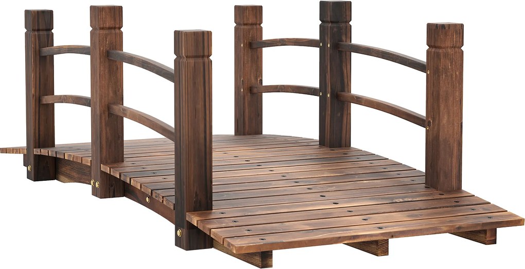 Outsunny Pod de Grădină - Pod de Iaz - pasarelă din Lemn - Decor Grădină dim. 152,5L x 67l x 48H cm - Lemn de Brad tratat prin carbonizare | Aosom Romania