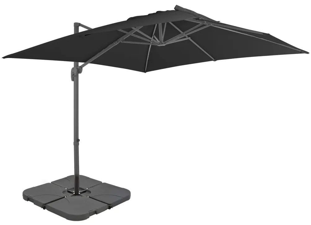 vidaXL Umbrelă de soare de grădină, bază portabilă, antracit