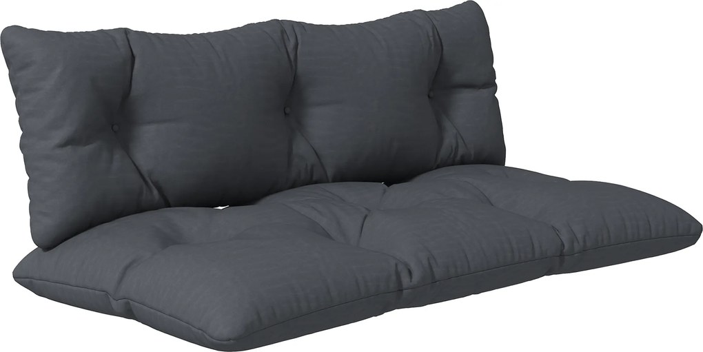 Outsunny Set de 2 Perne pentru Sezut si Spatar pentru Exterior pentru Paleti, Perne de Sezut Hidrofobe, Gri Carbune