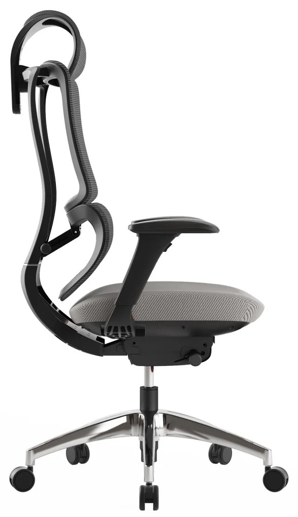 Ergodynamic Star Plus - Black Grey - Scaun de birou 4D, sezut translatie, suport lombar ajustabil 7 cm