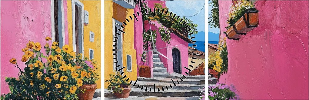 Tablou - Alee roz (cu ceas) (90x30 cm)