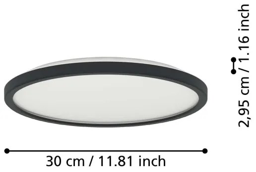 Eglo 901438-LED Plafonieră baie ROVITO 13,9W/230V pr.30cm IP44 negru