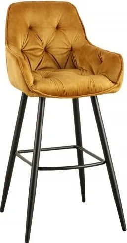 Set 2 scaune de bar Milano catifea galben mustar
