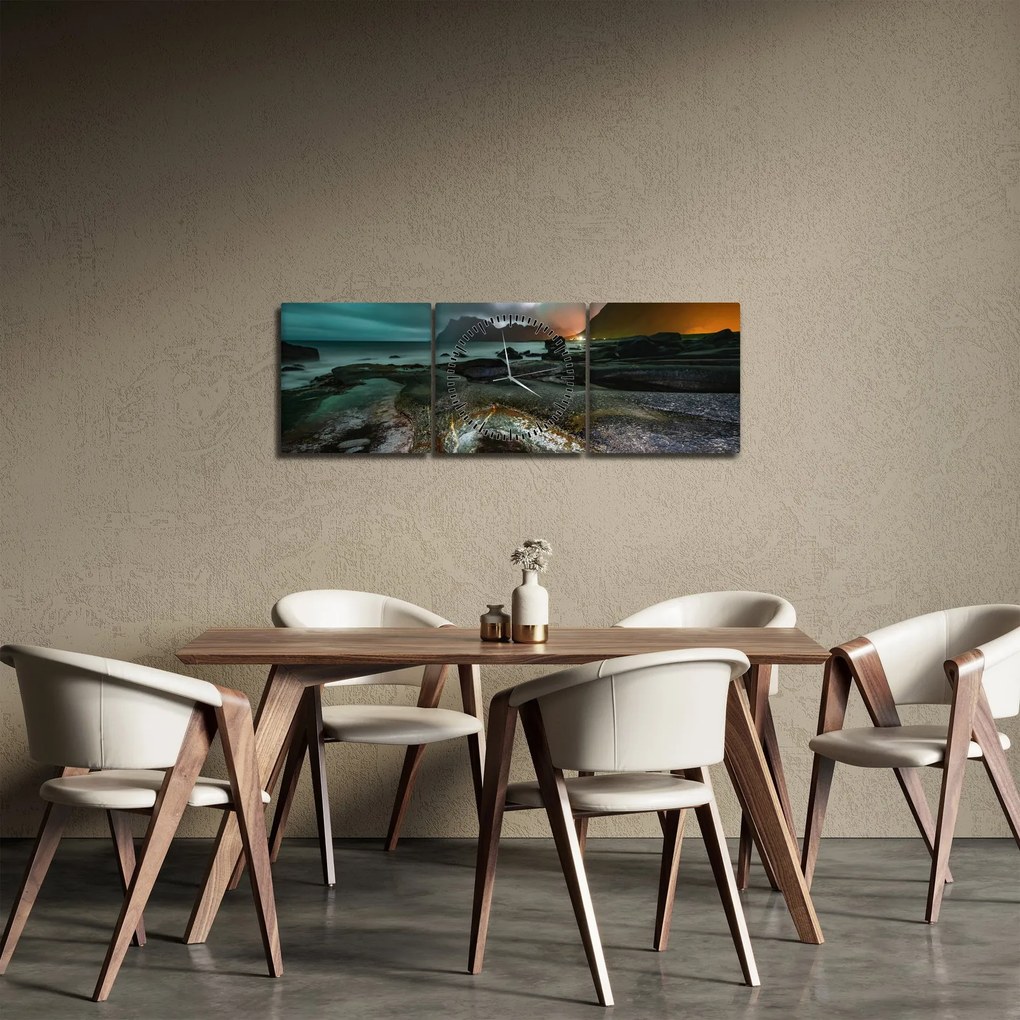 Tablou - Scena de noapte (cu ceas) (90x30 cm)