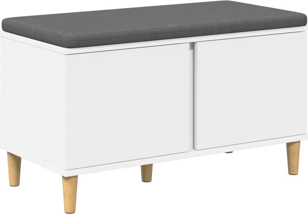 vidaXL Bancă pentru hol cu pernă cu depozitare Alb 80 x 38 x 46 cm