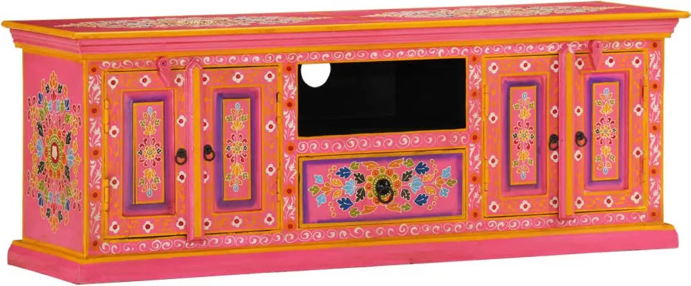 vidaXL Comodă TV, roz, 110x30x40 cm, lemn masiv de mango