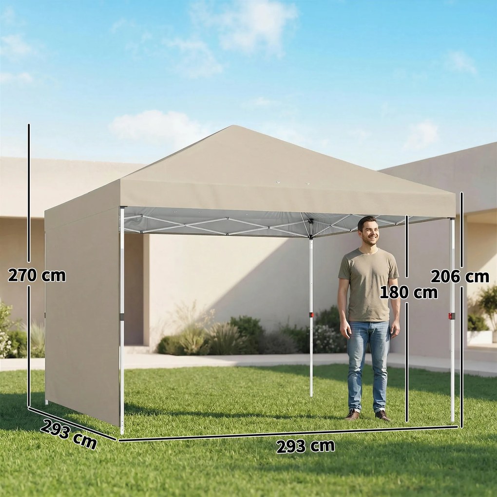 Pavilion Outsunny 3x3m, Impermeabil pentru Grădină și Petreceri în Aer Liber, Bej | Aosom Romania