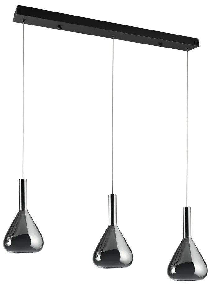Lustră neagră LED cu abajur din sticlă Cipera – CINQUE