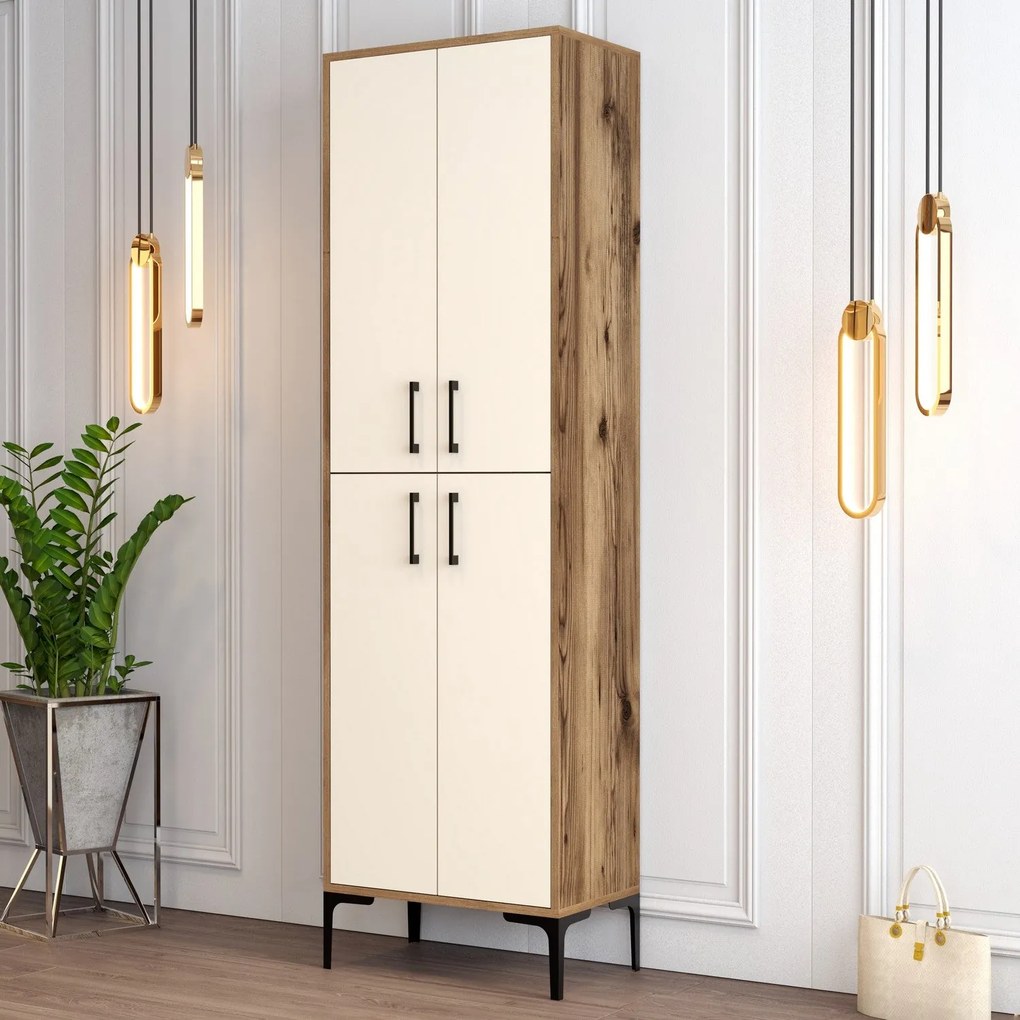 Comodă pentru pantofi Berlin A - Walnut, Cream