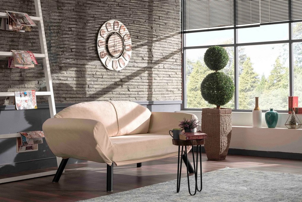 Canapea extensibila cu 2 Locuri Genzo, Bej, 177 x 87 x 81 cm