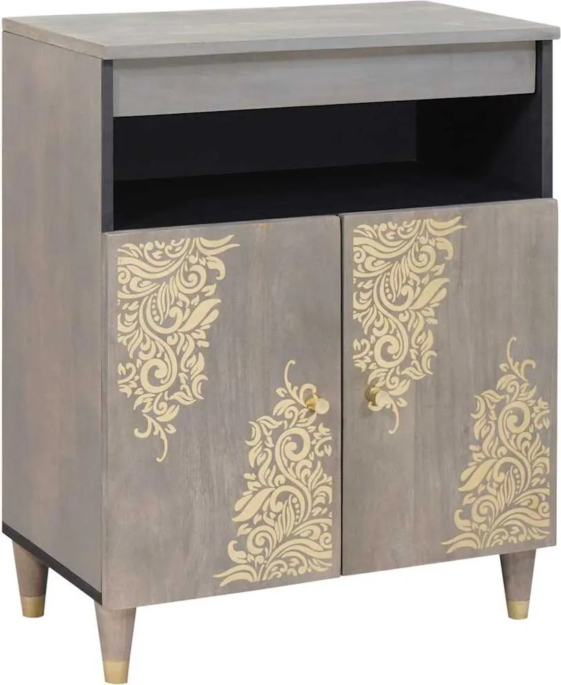 vidaXL Bufet cu raft Gri și Aur 60 x 33 x 75 cm Lemn de mango solid