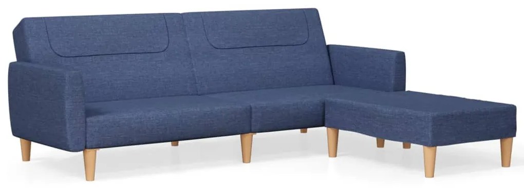 3080593 vidaXL Canapea extensibilă cu taburet, 2 locuri, albastru, textil