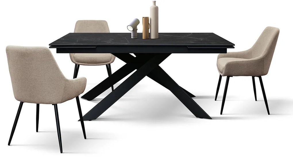 Masa ceramica extensibila Calacatta 160 cm/ 90 cm/ h76 cm