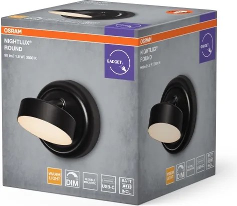 Osram - Lampă de perete LED reîncărcabilă reglabilă NIGHTLUX LED/1,8W/5V neagră