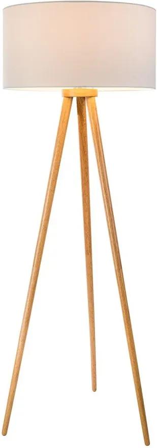 Lampadar Stabilo lemn/tesatura, maro, 1 bec, diametru 50 cm, 230 V