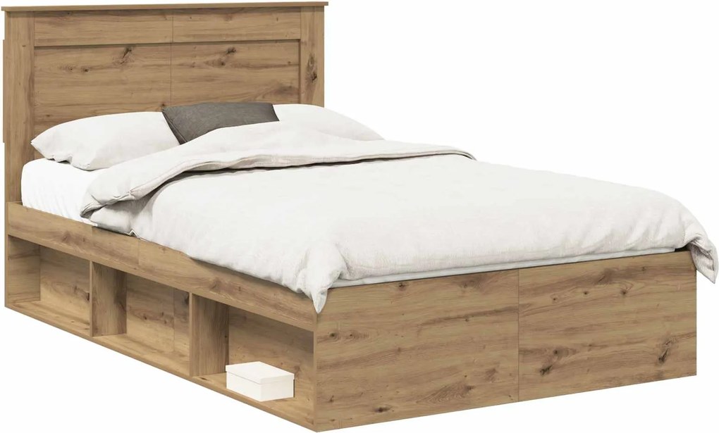 vidaXL Cadru de pat Stejar artizanal 120 x 190 cm Lemn de pin masiv