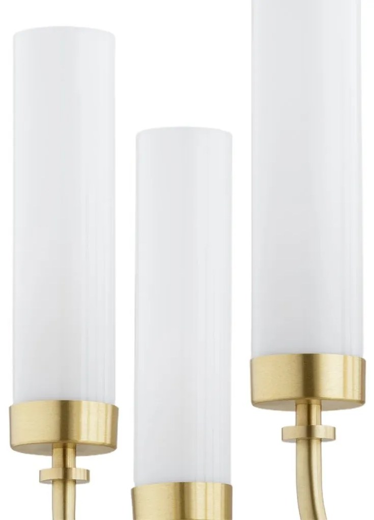 Candelabru 8 brate, alama periata, sticla alb mat PRESTON 5081