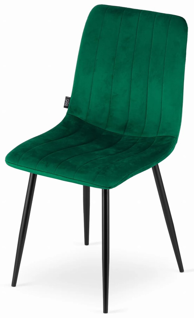Scaun de masa din catifea Culoare verde cu picioare negre, LAVA