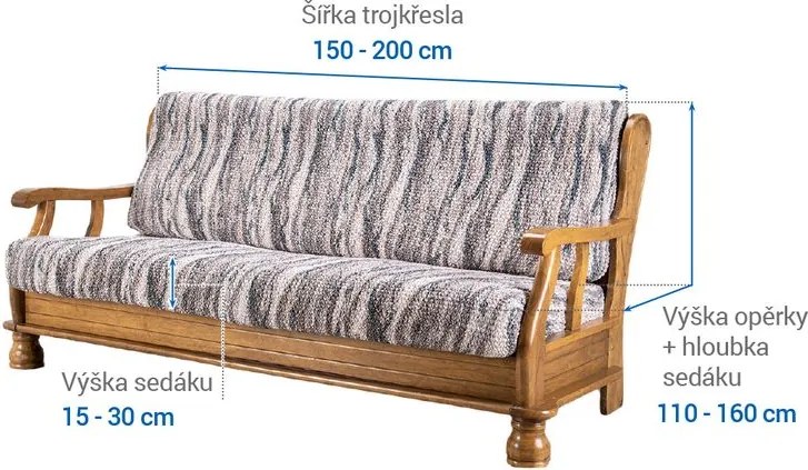Gaico Huse bielastice OCEANO NOU gri-albăstrui 3fotoliu cu manere de lemn (l. 150 - 200 cm)