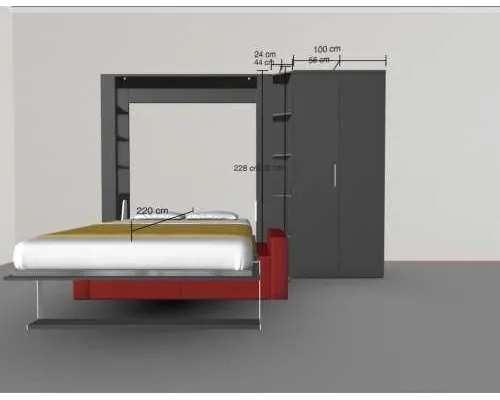 Set pat rabatabil dublu (150X200), canapea 2 locuri, 1 dulap (100 cm) si 1 mini biblioteca 24 cm - NOVA Wardrobe&Fancy Sofa Set