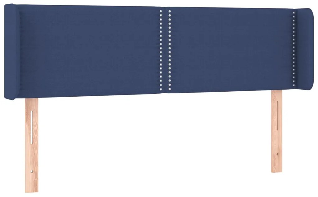 3118632 vidaXL Tăblie de pat cu aripioare, albastru, 147x16x78/88 cm textil