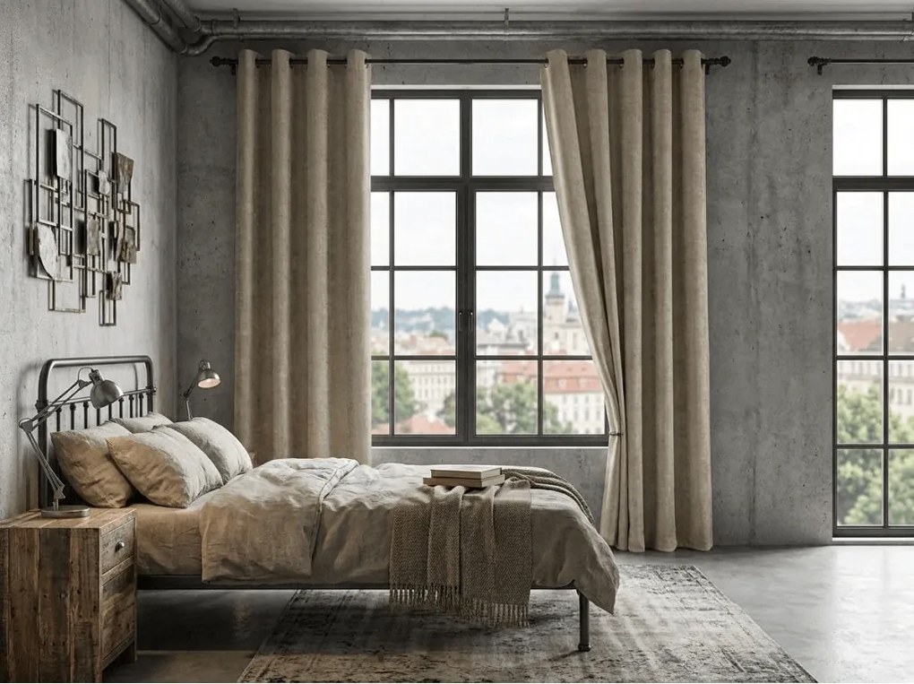 Perdea blackout LOOM VELVET 140x250 cm, bej-maroniu Agatat: Inele metalice