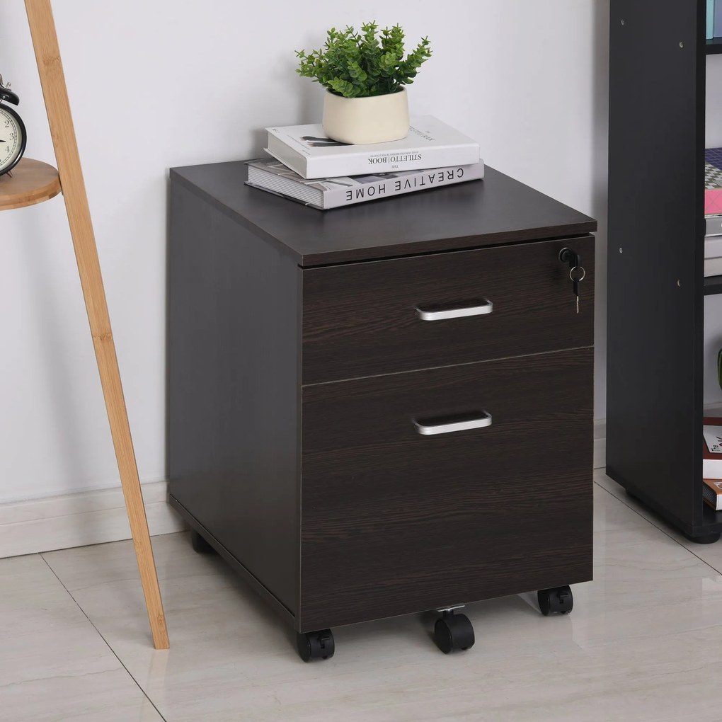 Vinsetto Dulap cu Sertare, 2 sertare si 5 roti, dulap Birou Compact pentru Documente , 40x44x54.6cm, Design Modern | Aosom Romania