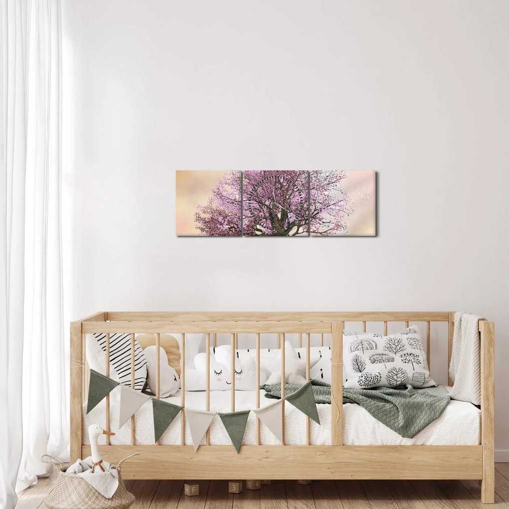 Tablou - Copacul înflorit în deal (cu ceas) (90x30 cm)