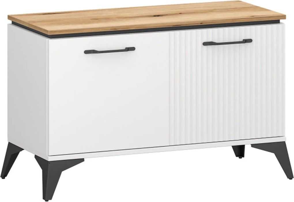 Pantofar de hol VELUTTO, alb/stejar, PAL, 91x39x55 cm