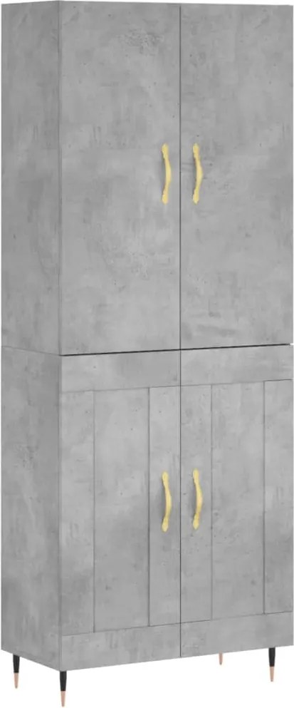 vidaXL Dulap înalt, gri beton, 69,5x34x180, lemn compozit