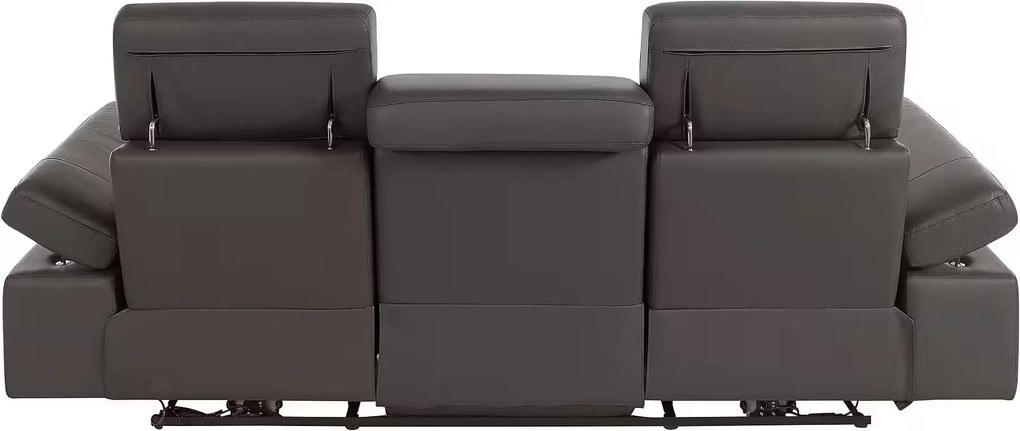 Canapea cu Recliner, tetiere reglabile, LED în partea de jos, culoare maro închis, material piele artificială, 229 cm lungime