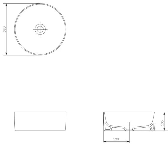 Lavoar pe blat Cersanit K114-020 CREA d. 38 cm ceramică/alb lucios