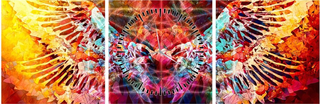 Tablou - Merkaba cu aripi, abstracție (cu ceas) (90x30 cm)