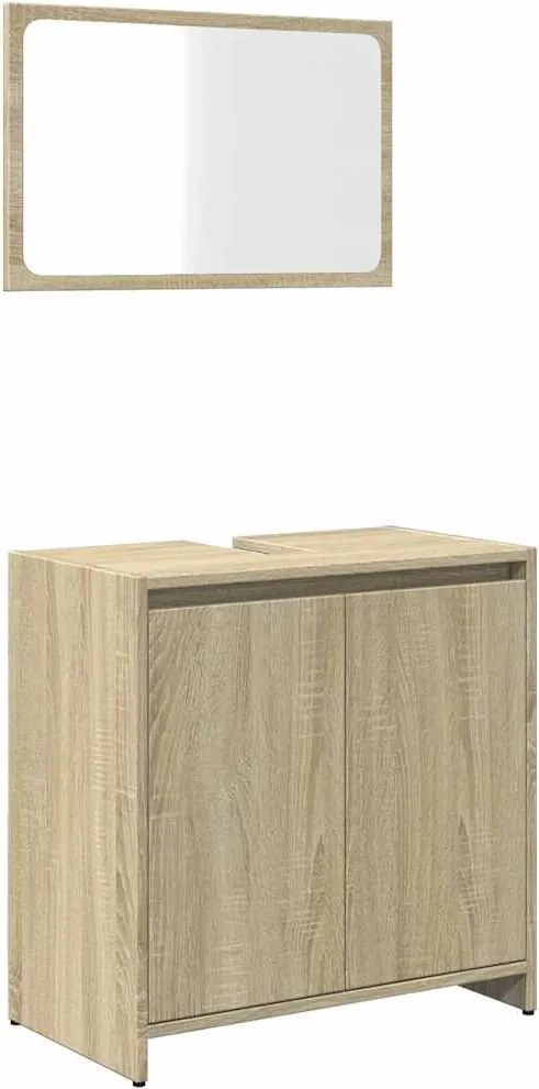 vidaXL Set mobilier de baie, 2 piese, stejar sonoma, lemn prelucrat