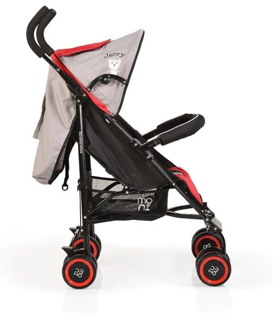Carucior sport tip umbrela NOVOKIDS™ Jerry, Spatar reglabil 2 trepte, Cadru metalic,Tapiserie de calitate, Amortizoare, Frana picior,Pliabil , Rosu