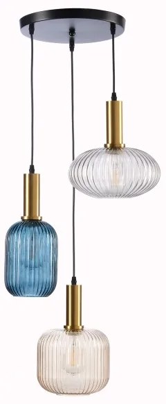 Lustră pe cablu ONLI DOROTY 1xE27/22W/230V albastru/auriu