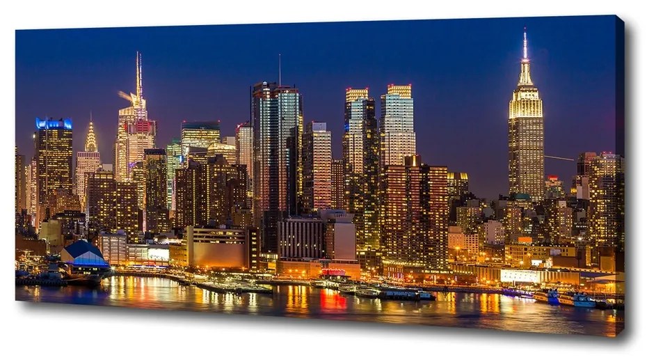 Imprimare tablou canvas Manhattan pe timp de noapte