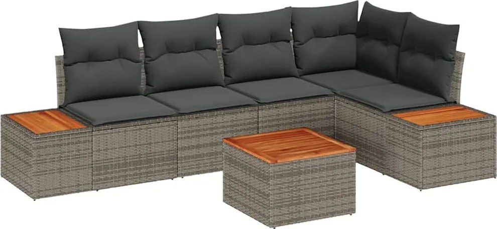 vidaXL Set de canapele pentru grădină cu pernă 6 pcs Gri Rattan poli
